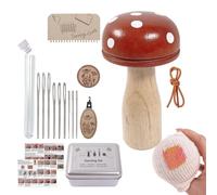 Kit de patchs à tricoter - Champignon en bois, accessoires de réparation pour travaux de couture, outil de réparation en bois de hêtre naturel, accessoires pour la restauration de vêtements, art et