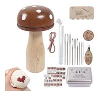 Kit de patchs en tricot - Champignon en bois - Accessoires de bricolage complets - Outil de tissage de - Kit de réparation pour tricot, broderie, réparation, bricolage, artisanat, adultes