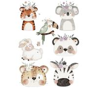 Kit de patchs thermocollants Safari, animaux, koala, zèbre, tigre, panda, léopard, perroquet pour textiles, enfants, thermocollants, anniversaire, t-shirt, sac, sac de gym, costume, bricolage, cadeau