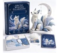 Kit de patchwork DIY Arctic Winter Guardians, ensemble de couture en peluche mythique 3D fait à la main avec des matériaux prédécoupés, kit de couture d'animaux en feutre for débutants(Moon Fox)