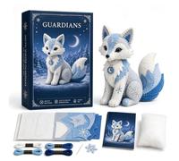 Kit de patchwork DIY Arctic Winter Guardians, ensemble de couture en peluche mythique 3D fait à la main avec des matériaux prédécoupés, kit de couture d'animaux en feutre for débutants(Snow Fox)