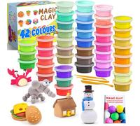 Kit de pâte à modeler - 42 couleurs, séchage à l'air libre, pâte à modeler douce et ultra légère avec outils