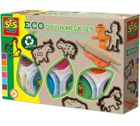 SES Creative – Kit de pâte à modeler Dough géant écologique 7x90 g avec outils rouleau bois 2+