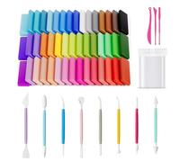 Kit de pâte à modeler sèche - 48 couleurs vives, 11 outils de modelage, 100 sacs hermétiques - Idéal pour enfants, développement créatif, forme facile et sûre pour débutants, matériaux non toxiqu