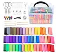 Kit de Pâte Polymère, 50 Couleurs Kit d'argile Polymère, avec Outils de Sculpture et Accessoires, pour le Bricolage, Projets DIY, Modelage Sculptural