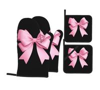 Kit de pâtisserie 4 pièces AKGFFDS Princess Bow Printing avec doublure douce et isolation épaisse pour cuisine et barbecue en plein air