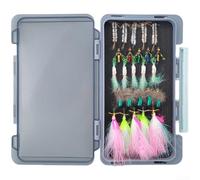 Kit de pêche à la mouche avec mouches nymphes sèches et humides, hameçons en acier au carbone, plusieurs tailles 1# 10# 16# 18# boîte à leurres compacte pour utilisation de la truite et du bar