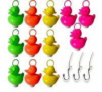 Kit de pêche aux Canards avec 12 Canards Multicolores en Plastique avec Crochet et Poids Comprend 3 hameçons, Jouet de Bain, Jouet de Piscine, pêche Canards garçons et FI