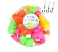 Kit de Pêche aux Canards avec 20 Canards Multicolore en Plastique avec Crochet et Poids Comprend 3 hameçons, Jouet de Bain, Jouet de Piscine, pêche Canards garçons et Filles (édition spéciale)