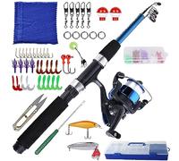 Kit de pêche complet pour enfants de 1,5 m avec moulinet et appât, canne à pêche télescopique en fibre de carbone et moulinet, accessoires de pêche pour enfants de 3 à 10 ans