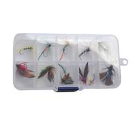 Kit de pêche Fly - Leurres réalistes - Assortiment de Mouches à hameçons - Collection d'appâts artificiels avec Crochets Robustes - Organisateur de boîte à Mouches de qualité supérieure