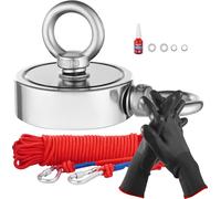 Kit de pêche magnétique SucceBuy 1000LBS, aimant néodyme double face à terres rares avec grappin, corde, gants et anneau de levage, résistant à l'usure