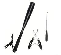 Kit de pêche multi-outils avec pince, arrache-hameçon, poisson prêtre et chauve-souris tueur pour la mer, l'eau douce, la glace et la pêche de nuit - 3 pièces en métal et plastique