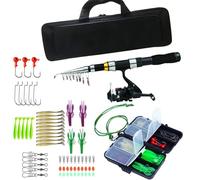 Kit de pêche portable - Kit de canne et de moulinet, étui de transport léger | Équipement de pêche complet avec sac de rangement, prêt à voyager pour la consommation d'eau salée d'eau douce par Ang