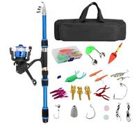 Kit de pêche pour - Accessoires de pêche pour - Kit de démarrage avec moulinet et sac de rangement - Pour débutants et adolescents