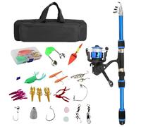 Kit de pêche pour - Accessoires de pêche pour - Kit de démarrage avec moulinet rotatif et sac de rangement - Kit d'introduction pour débutants