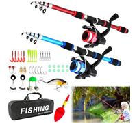 Kit de pêche pour enfants - Canne à pêche télescopique de 180 cm - Portable - Avec moulinet télescopique - Avec leurres de pêche - Sac pour les voyages