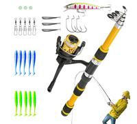 Kit de pêche pour - Tige télescopique compacte de 1,8 m avec Moulinet Rotatif, Poteau adapté Voyages et Accessoires | Équipement de pêche pour, équipement de Sport en Plein air