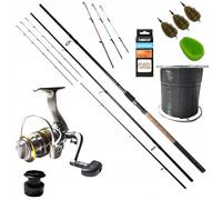 Kit de pêche professionnel Phoenix Method Feeder, Kit complet d'amorce avec canne à pêche Feeder, bobine fiable, mangeoires d'appât, moule et accessoires finis de cheveux avec aiguille Push S