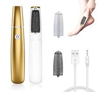 Kit de Pédicure Électrique Rechargeable, Râpe pour Callosités avec Rouleau 360° Tournant et Protection Imperméable, pour Pieds Secs et Rugueux, Or