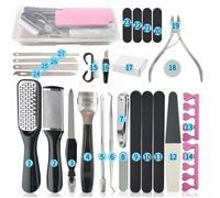 Kit De Pédicure, Kit D'outils De Pédicure Professionnel, 23 Pcs Acier Inoxydable Kit Pédicure, Lime , Kit De Soins Des Pieds