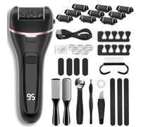 Kit de pédicure professionnel 30 en 1 pour enlever les callosités avec 9 têtes de rouleau, 2 vitesses, rechargeable, étanche, parfait pour les peaux mortes, dures, craquelées et sèches