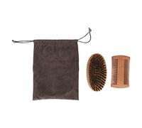 Kit de peigne à brosse à barbe en bois, peigne Double face, brosse douce pour façonner et soigner la barbe des hommes
