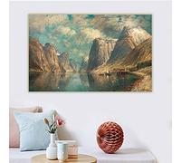 Kit de peinture 5D Adolf Kaufmann Paysage du fjord - Peintures à pois - Art artisanal pour décoration murale - 40,6 x 50,8 cm