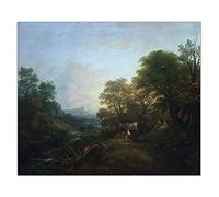 Kit de peinture 5D Thomas Gainsborough paysage avec amoureux rustiques deux vaches points de perçage complet pour décoration murale 40,6 x 50,8 cm