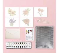 Kit de peinture à cocktail par numéros - Carte de vœux - Facile à peindre - Petit kit de peinture vintage - Pigment acrylique - Dessin de peinture - Carte postale - Carte de vœux (1 ensemble de fleurs