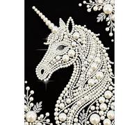 Kit de peinture à faire soi-même, fait à la main avec des pierres précieuses pour décoration murale de la maison, cadeau, toile noire, 25 x 35 cm, sans cadre, 29 chevaux