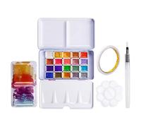 Kit de peinture à l'eau, petit kit d'aquarelle - Kit de peinture aquarelle portable, kit d'aquarelle de 20 couleurs pour débutants, artistes, enfants et adultes, kit de peinture à l'eau artificielle