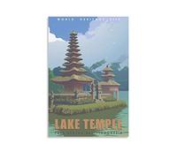 Kit de peinture à l'huile à faire soi-même, représentant le temple du lac Pura Bratan à Bali. Peinture acrylique à réaliser soi-même, idéale pour un cadeau ou une décoration murale (40 x 50 cm).