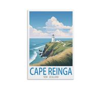 Kit de peinture à l'huile à faire soi-même, représentant un paysage du Cap Reinga en Nouvelle-Zélande. Peinture par numéros pour enfants. Kit de peinture acrylique à réaliser soi-même (20 x 30 cm).