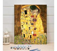 Kit De Peinture À L'huile Numérique Diy Personnalisé D'art De Baiser De Klimt, Ensemble De Peinture À L'huile Artistique, Idéal Pour La Décoration De Chambre À Coucher Et Murale, Meilleur Cadeau Pour