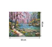 Kit De Peinture À L'huile Par Numéros De La Rivière Des Arbres, Sans Cadre, Décoration Murale Pour La Maison, Salon, Offre Spéciale, 60%