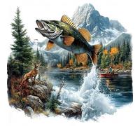 Kit de peinture à strass 5D à faire soi-même - Décoration murale - Broderie complète sur toile avec strass pour adultes et débutants - 30 x 30 cm (poisson)