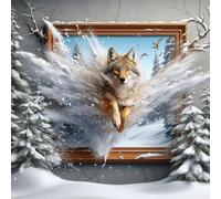 Kit de peinture à strass 5D à faire soi-même - Décoration murale - Broderie complète sur toile avec strass - Pour adultes et débutants - 40 x 40 cm - Loup hors du cadre