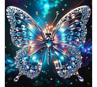 Kit de peinture à strass 5D à faire soi-même - Décoration murale - Broderie complète sur toile avec strass pour adultes et débutants - 30 x 30 cm (papillon)