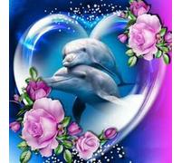 Kit de peinture à strass 5D à faire soi-même - Décoration murale - Broderie complète sur toile avec strass pour adultes et débutants - 30 x 30 cm (dauphins)