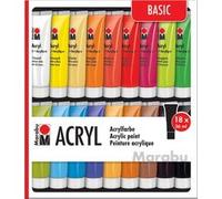 Kit de peinture acrylique, 18 x 12 ml, assorti