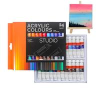 Kit de peinture acrylique - ENSEMBLE 24 couleurs riches pigments riches à séchage rapide résistant à l'eau non toxique peinture pour artistes | Fournitures d'art premium pour adultes,
