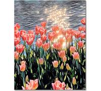 Kit de peinture acrylique fleur rose 40x50cm DIY tulipes