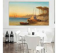 Kit de peinture Adolf Kaufmann - Motif sur la baie d'Ischia près de Naples - Bricolage 5D - Pois - Décoration murale - 40,6 x 50,8 cm