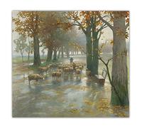 Kit de peinture Adolf Kaufmann - Troupeau de mouton avec bergère un jour de pluie - À faire soi-même - 5D - Peinture murale - 40,6 x 50,8 cm