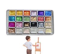 Kit de peinture aquarelle 24 couleurs - Kit de peinture pour art créatif | Pots à pigments vibrants avec pinceau inclus, formule lavable mélangeable, fournitures d'art de voyage portables pour