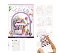 Kit de peinture aquarelle de voyage avec palette et pinceau | Accessoires d'art multifonctionnels triples avec 12 couleurs pour adultes étudiants peintres