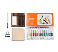 Kit de peinture aquarelle : palette d'artistes de voyage, peintures à l'aquarelle portables compactes brosses à stylos avec clips de classeur en métal | Set d'art complet avec cahier d