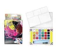 Kit de peinture aquarelle - SAKURA KOI AQUAREL BOX 24 - Fluorescent - Métallique - Pearlescent