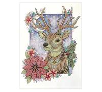 Kit De Peinture Artistique En Diamant 5d Par Numéros, Décoration Murale De Cerf De Noël Avec Des Strass En Forme Spéciale